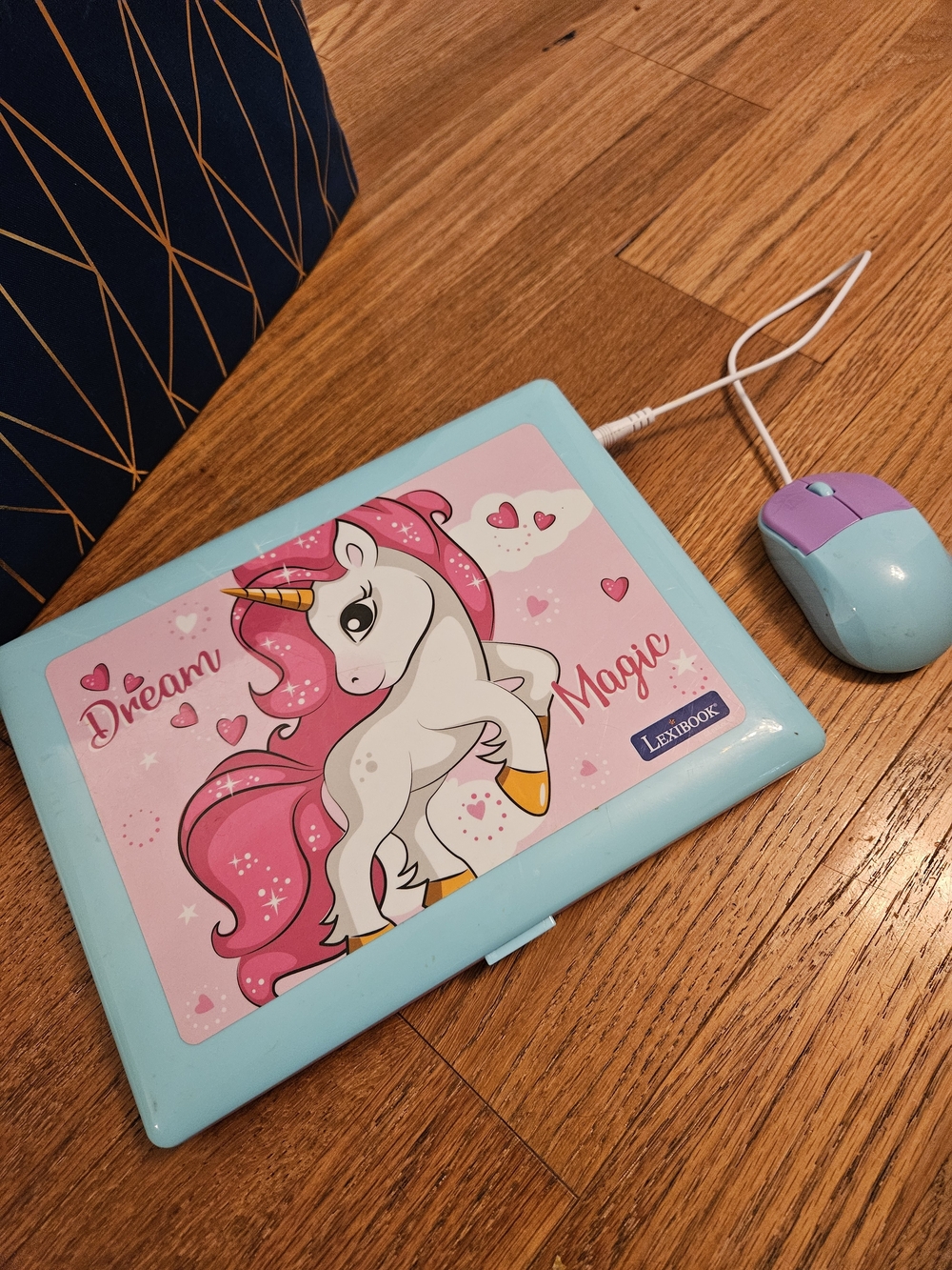 Kids Learning Laptop with Pink Unicorn Design - Blue